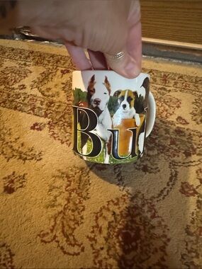 White Dog Print Ceramic Coffee Mug - White